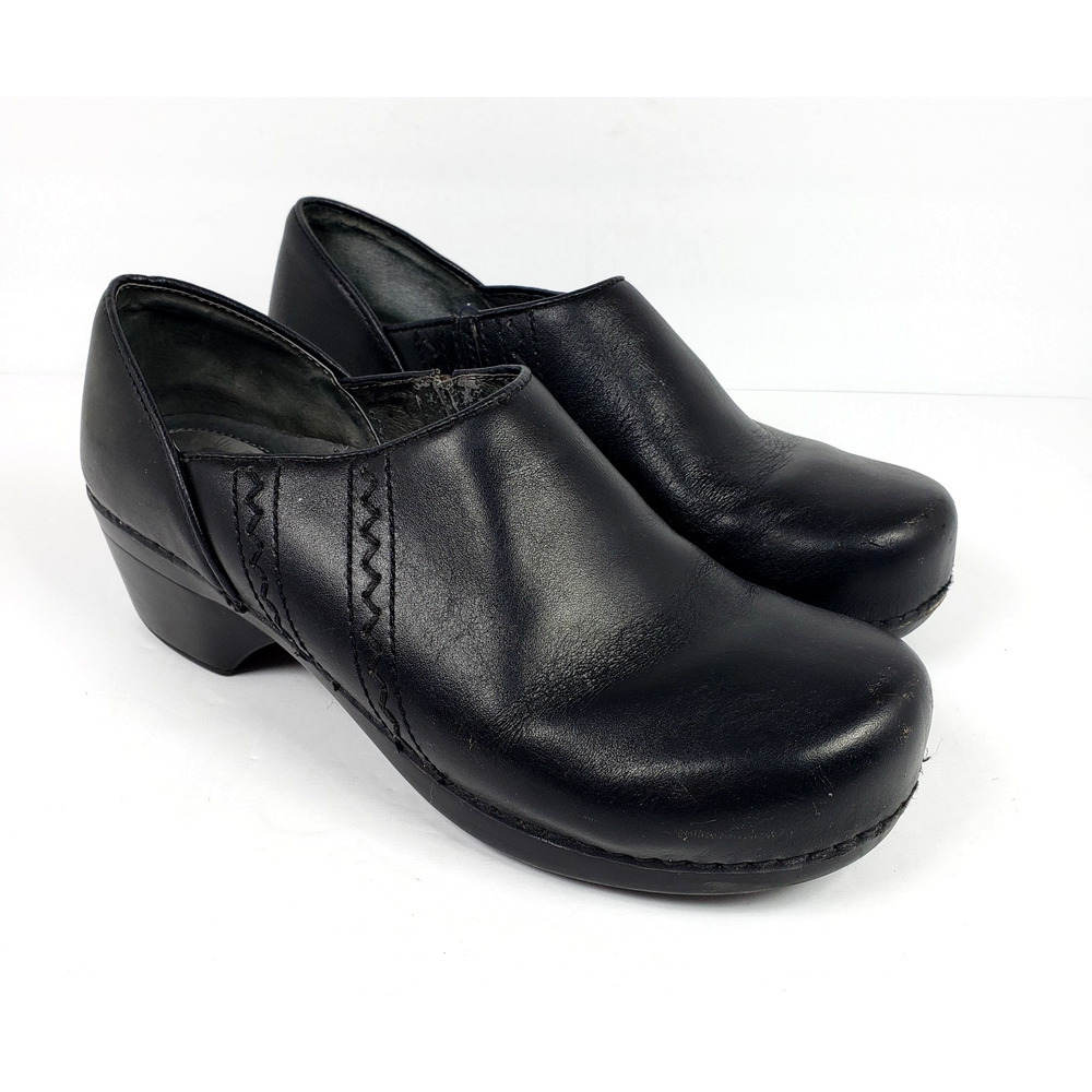 Dansko Womens Size EU 40 US 9.5-10 Black Leather Slip On Clog Work Shoes